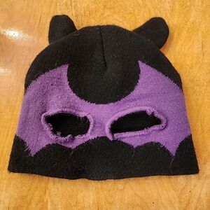 Black and Purple Knit Mask Beanie